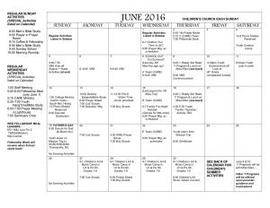 JUNE 2016 calendar